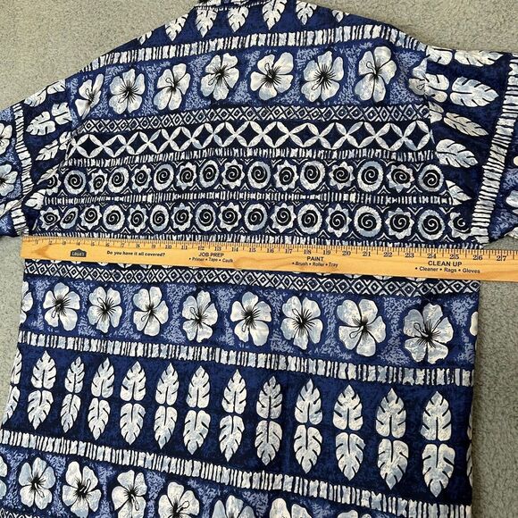 Happy Bay Shirt Men XL Blue Hawaiian Travel Button Up 100% Terivoile Lightweight - Picture 9 of 12